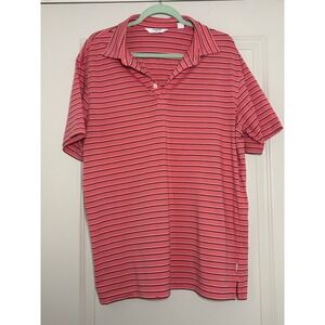 Oobe Authentic Performance Polo Shirt Mens XL Pink Striped Side Slit Golf Tennis